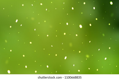 Light Green, Yellow vector cover with beautiful snowflakes. Decorative shining illustration with snow on abstract template. New year design for your ad, poster, banner.