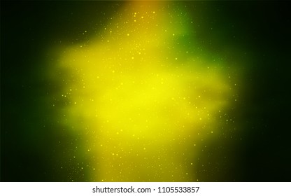 Light Green, Yellow vector cover with astronomical stars. Shining illustration with sky stars on abstract template. Best design for your ad, poster, banner.