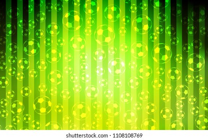 Light Green, Yellow vector cover with football symbols. Decorative design of football balls on a gradient backdrop. Design for posters, banners of sports competitions.