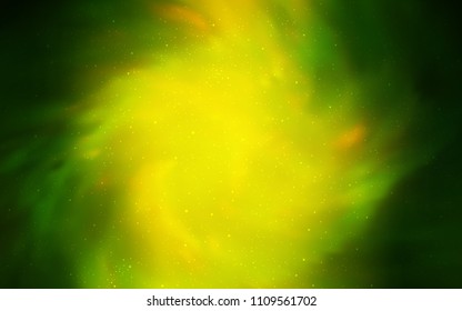 Light Green, Yellow vector cover with astronomical stars. Glitter abstract illustration with colorful cosmic stars. Pattern for astrology websites.