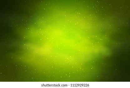 Light Green, Yellow vector cover with astronomical stars. Blurred decorative design in simple style with galaxy stars. Template for cosmic backgrounds.