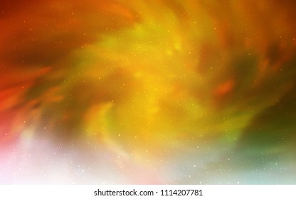 Light Green, Yellow vector cover with astronomical stars. Blurred decorative design in simple style with galaxy stars. Best design for your ad, poster, banner.