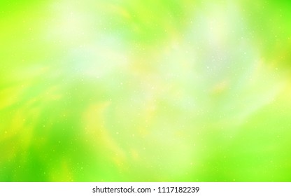 Light Green, Yellow vector cover with astronomical stars. Shining illustration with sky stars on abstract template. Pattern for astrology websites.