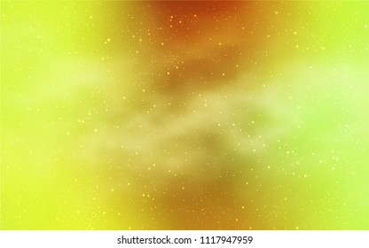 Light Green, Yellow vector cover with astronomical stars. Space stars on blurred abstract background with gradient. Pattern for astrology websites.