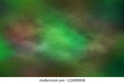 Light Green, Yellow vector cover with astronomical stars. Space stars on blurred abstract background with gradient. Pattern for futuristic ad, booklets.