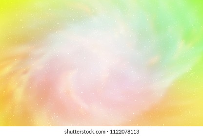 Light Green, Yellow vector cover with astronomical stars. Shining illustration with sky stars on abstract template. Template for cosmic backgrounds.
