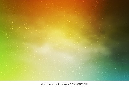 Light Green, Yellow vector cover with astronomical stars. Glitter abstract illustration with colorful cosmic stars. Pattern for futuristic ad, booklets.