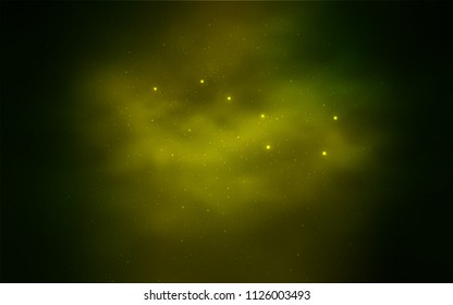Light Green, Yellow vector cover with astronomical stars. Space stars on blurred abstract background with gradient. Best design for your ad, poster, banner.