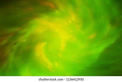 Light Green, Yellow vector cover with astronomical stars. Space stars on blurred abstract background with gradient. Smart design for your business advert.