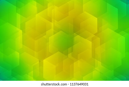 Light Green, Yellow vector cover with set of hexagons. White background with colorful hexagons. Pattern can for your ad, booklets.
