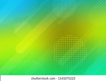 Light Green, Yellow vector cover with rounded stripes, dots. Modern geometrical abstract illustration with sticks, dots. Best design for your ad, poster, banner.