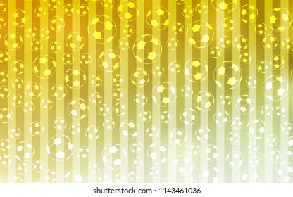 Light Green, Yellow vector cover with football symbols. Colorful gradient with signs of soccer tournament. Smart design for ads of soccer matches.