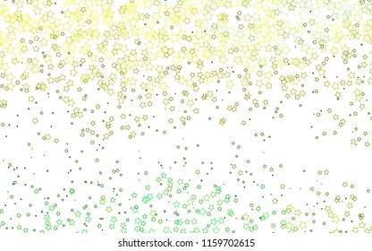 Light Green, Yellow vector cover with small and big stars. Shining colored illustration with stars. The template can be used as a background.