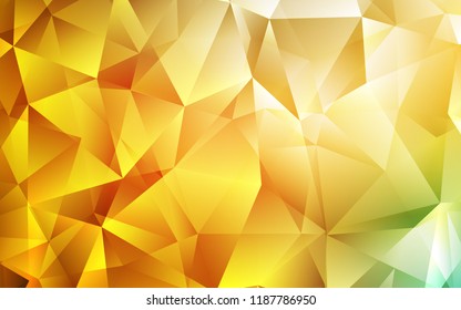 Light Green, Yellow vector cover in polygonal style. Illustration with set of colorful triangles. Best design for your ad, poster, banner.