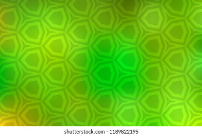 Light Green, Yellow vector cover with set of hexagons. Colorful hexagons on blur backdrop. Pattern for ads, leaflets.