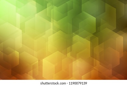 Light Green, Yellow vector cover with set of hexagons. Glitter abstract illustration in hexagonal style. Pattern can be used for landing pages.