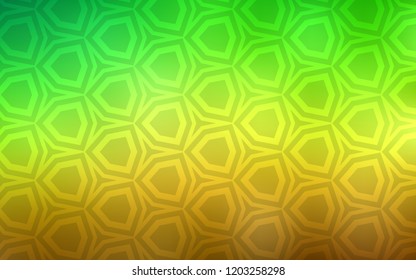 Light Green, Yellow vector cover with set of hexagons. Colorful hexagons on blur backdrop. New template for your brand book.