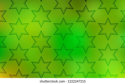 Light Green, Yellow vector cover with small and big stars. Blurred decorative design in simple style with stars. Pattern for new year ad, booklets.