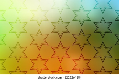 Light Green, Yellow vector cover with small and big stars. Glitter abstract illustration with colored stars. Template for sell phone backgrounds.