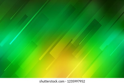 Light Green, Yellow vector cover with stright stripes. Lines on blurred abstract background with gradient. Pattern for your busines websites.