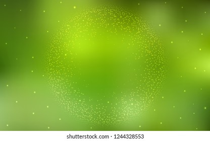 Light Green, Yellow vector cover with astronomical stars. Shining colored illustration with bright astronomical stars. Template for cosmic backgrounds.