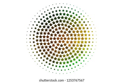 Light Green, Yellow vector cover with small and big stars. Stars on blurred abstract background with gradient. The template can be used as a background.