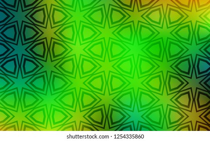 Light Green, Yellow vector cover with small and big stars. Modern geometrical abstract illustration with stars. Smart design for your business advert.