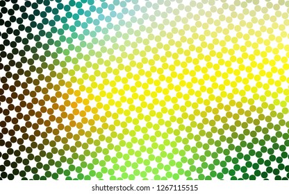 Light Green, Yellow vector cover with spots. Blurred decorative design in abstract style with bubbles. Pattern for ads, leaflets.