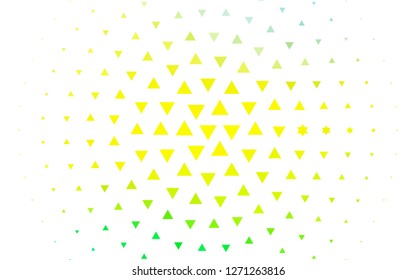 Light Green, Yellow vector cover in polygonal style. Glitter abstract illustration with triangular shapes. Modern template for your landing page.