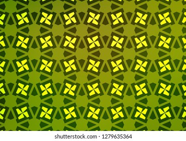 Light Green, Yellow vector cover in triangles, cubes. Abstract illustration with colorful lines, cubes. Pattern for commercials.