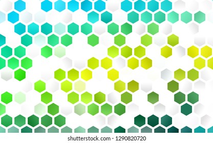 Light Green, Yellow vector cover with set of hexagons. White background with colorful hexagons. Pattern for texture of wallpapers.