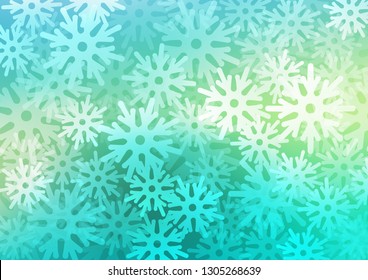 Light Green, Yellow vector cover with beautiful snowflakes. Glitter abstract illustration with crystals of ice. The pattern can be used for year new  websites.