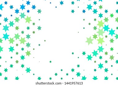 Light Green, Yellow vector cover with small and big stars. Shining colored illustration with stars. Smart design for your business advert.