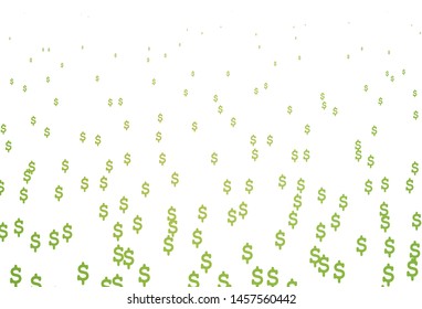 Light Green, Yellow vector cover with Dollar signs. Abstract illustration with colored financial digital symbols. The pattern can be used as ads, poster, banner for payments.