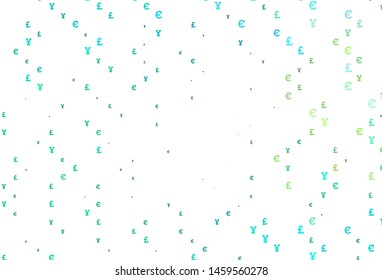 Light Green, Yellow vector cover with EUR, JPY, GBP signs. Abstract illustration with colored financial digital symbols. Smart design for your business advert of economic, wealth.
