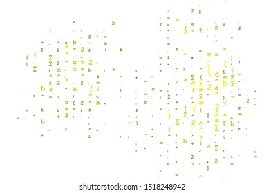 Light Green, Yellow vector cover with math elements. Blurred design in simple style with collection of numerals. Pattern for ads, poster, banner of books.