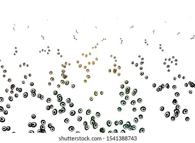 Light Green, Yellow vector cover with spots. Blurred decorative design in abstract style with bubbles. Pattern of water, rain drops.