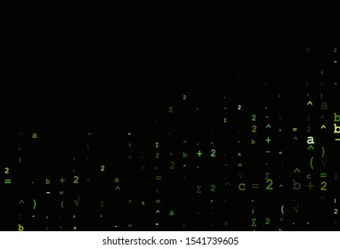 Light Green, Yellow vector cover with math elements. Modern geometrical illustration with numerals. Smart design for your university promotion.