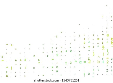 Light Green, Yellow vector cover with math elements. Modern geometrical illustration with numerals. Smart design for your university promotion.