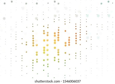 Light Green, Yellow vector cover with beautiful snowflakes. Shining colored illustration with snow in christmas style. New year design for your ad, poster, banner.