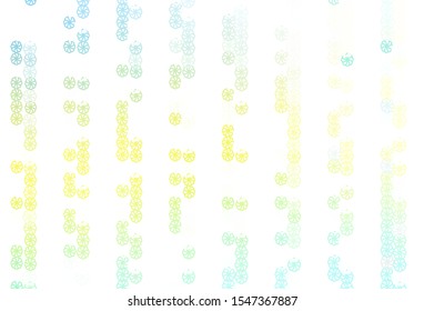 Light Green, Yellow vector cover with beautiful snowflakes. Glitter abstract illustration with crystals of ice. The pattern can be used for new year leaflets.