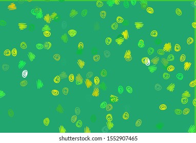 Light Green, Yellow vector cover with spots. Illustration with set of shining colorful abstract circles. Design for business adverts.