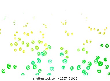 Light Green, Yellow vector cover with spots. Beautiful colored illustration with blurred circles in nature style. Completely new template for your brand book.