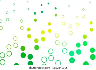 Light Green, Yellow vector cover with spots. Abstract illustration with colored bubbles in nature style. Template for your brand book.