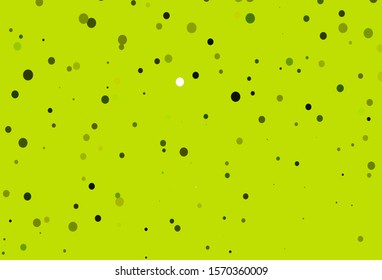 Light Green, Yellow vector cover with spots. Illustration with set of shining colorful abstract circles. Pattern of water, rain drops.