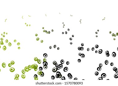 Light Green, Yellow vector cover with spots. Abstract illustration with colored bubbles in nature style. Design for business adverts.