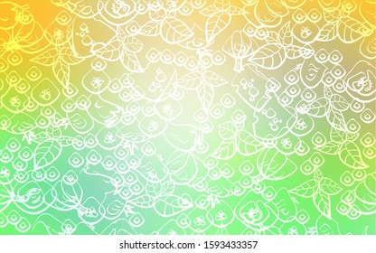 Light Green, Yellow vector cover with cuisine gourmet. Decorative shining illustration with food on abstract template. Pattern for ads of breakfast, lunch, dinner.