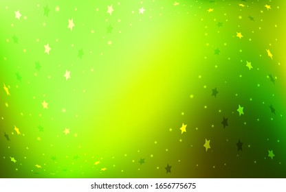 Light Green, Yellow vector cover with small and big stars. Modern geometrical abstract illustration with stars. The template can be used as a background.