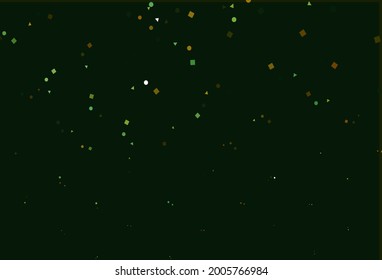 Verde claro, cubierta vectorial amarilla en estilo poligonal con círculos. Círculos, líneas, rhombus con gradiente colorido. Plantilla moderna para su página de inicio.