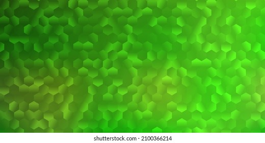 Hellgrüne, gelbe Vektorgrafik mit einfachen Hexagons. Einfache Illustration mit farbigen Farbverlauf-Hexagons. Eine einfache Ergänzung zu Ihrem Design.